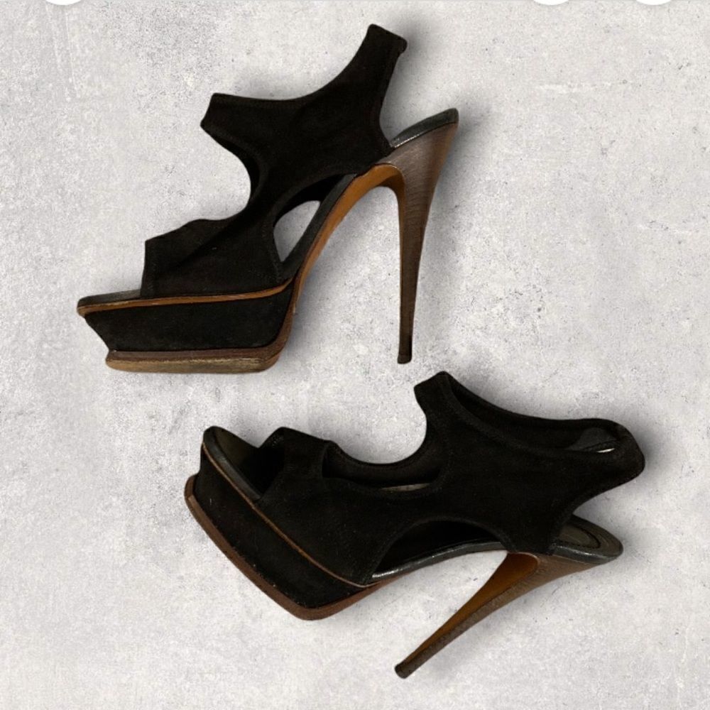 𝅺: : YSL Yves Saint Laurent Platform Sandals Stiletto Heels : :​